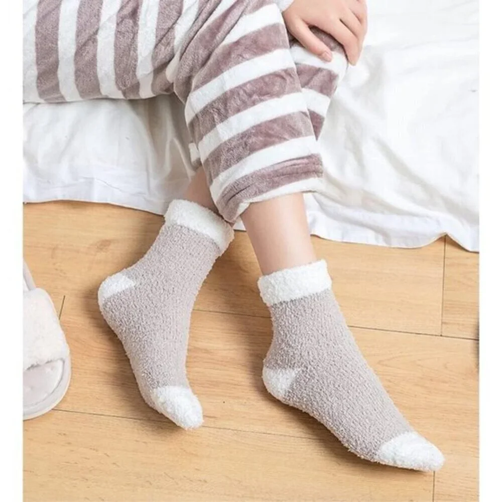 Women’s Plush Slipper Socks 6-Pair Warm Fuzzy Cozy Soft Size 6-10